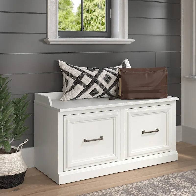Woodland 40W Shoe Storage Bench with Doors by Bush Furniture 34