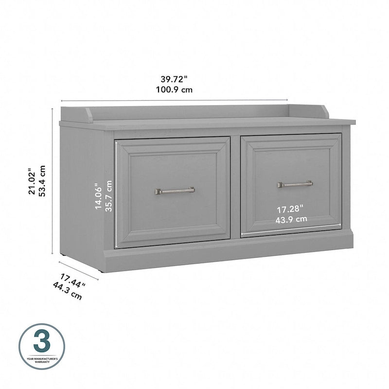 Woodland 40W Shoe Storage Bench with Doors by Bush Furniture 6