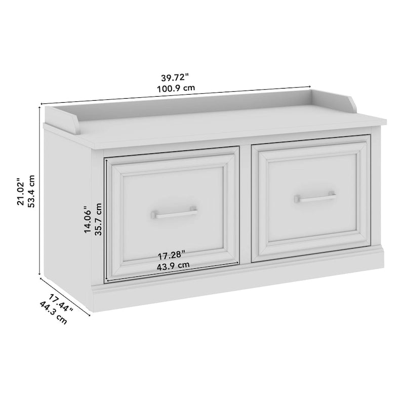 Woodland 40W Shoe Storage Bench with Doors by Bush Furniture 16