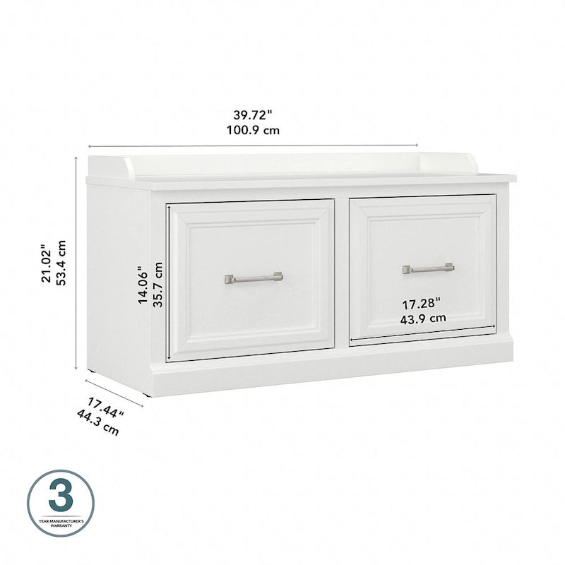 Woodland 40W Shoe Storage Bench with Doors by Bush Furniture 30