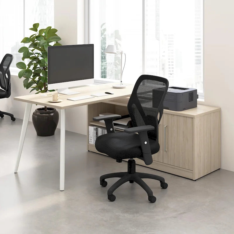 Bush Business Furniture Vista 60W L Shaped Desk with Storage Cabinet 16
