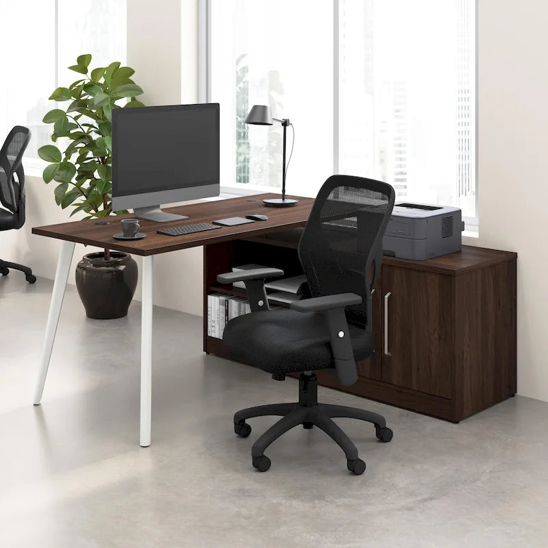 Bush Business Furniture Vista 60W L Shaped Desk with Storage Cabinet 17