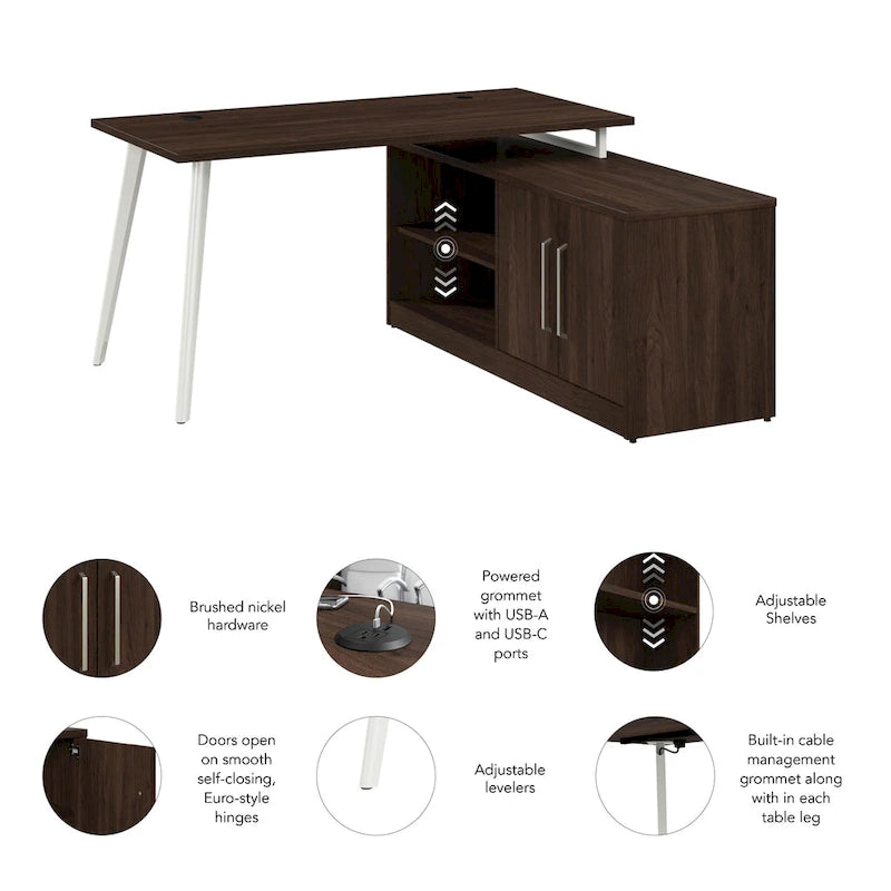 Bush Business Furniture Vista 60W L Shaped Desk with Storage Cabinet 7