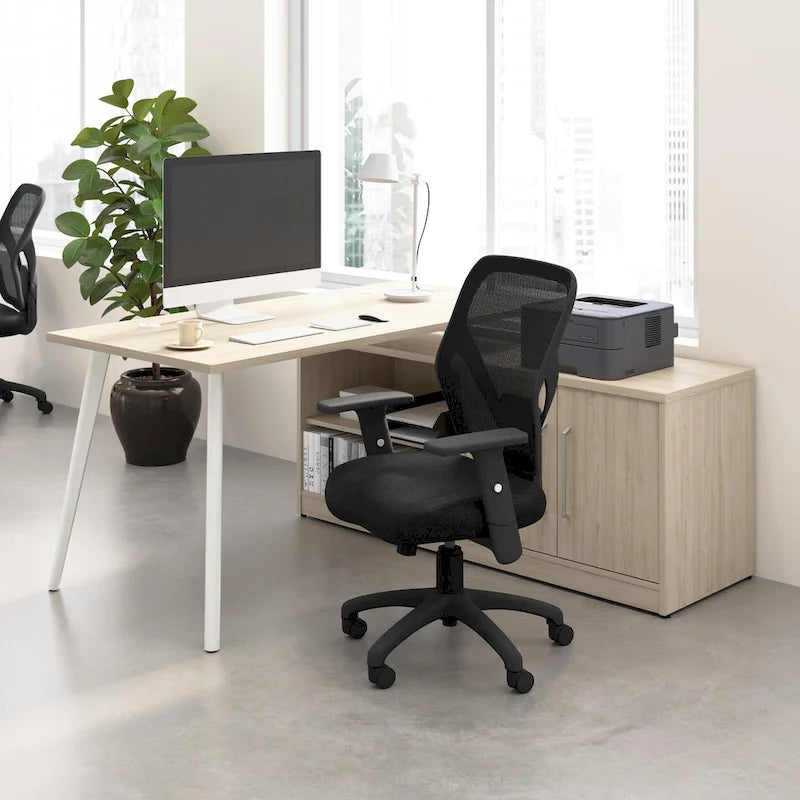 Bush Business Furniture Vista 60W L Shaped Desk with Storage Cabinet 9