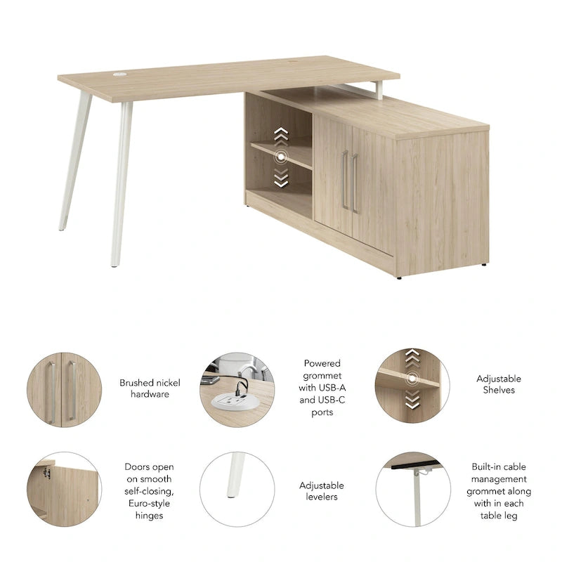 Bush Business Furniture Vista 60W L Shaped Desk with Storage Cabinet 15