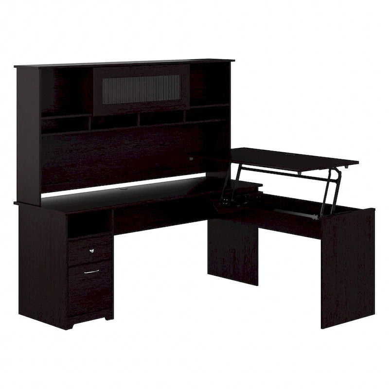 72W 3-position L-shaped Sit to Stand Desk with Hutch by Bush Furniture 2
