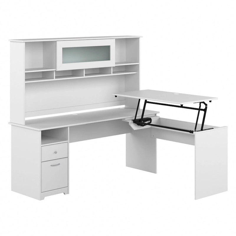 72W 3-position L-shaped Sit to Stand Desk with Hutch by Bush Furniture 5