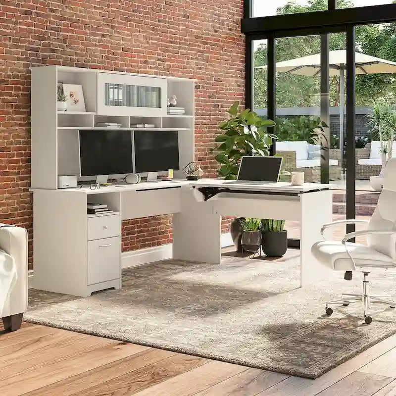 72W 3-position L-shaped Sit to Stand Desk with Hutch by Bush Furniture 6