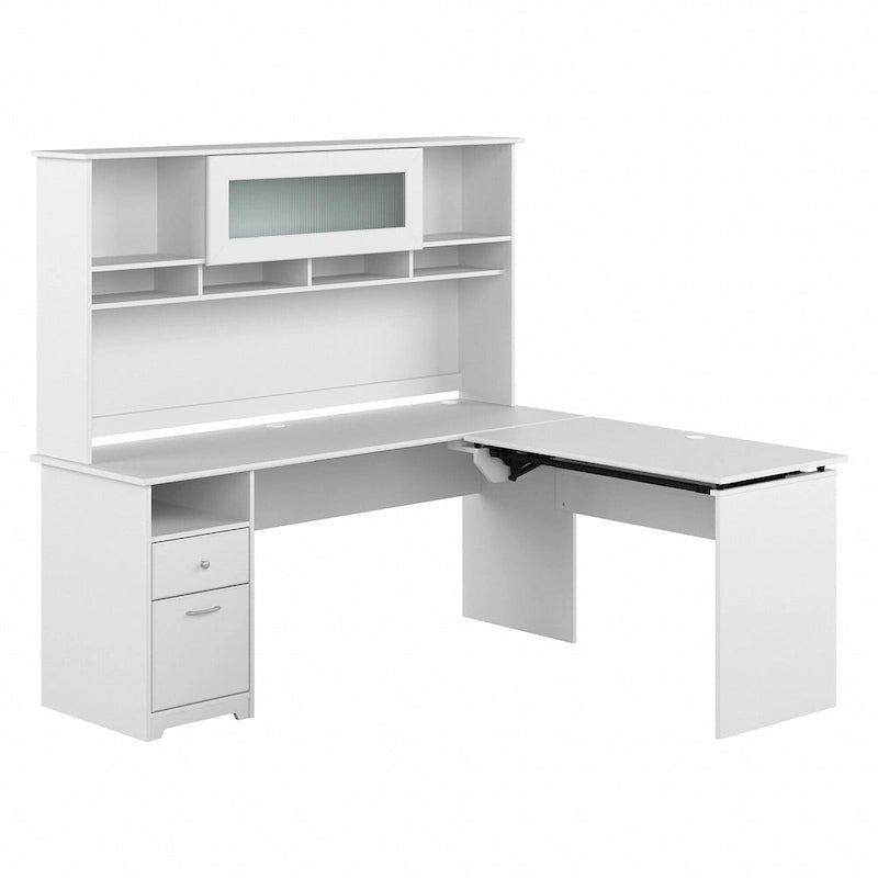 72W 3-position L-shaped Sit to Stand Desk with Hutch by Bush Furniture 7