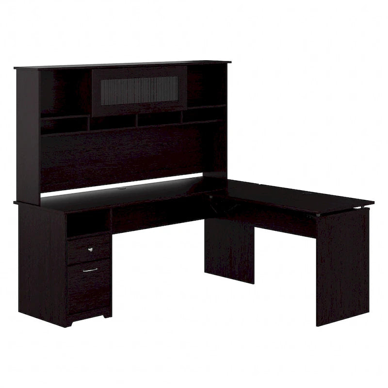 72W 3-position L-shaped Sit to Stand Desk with Hutch by Bush Furniture 14