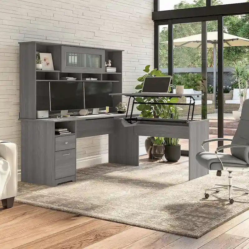 72W 3-position L-shaped Sit to Stand Desk with Hutch by Bush Furniture 21