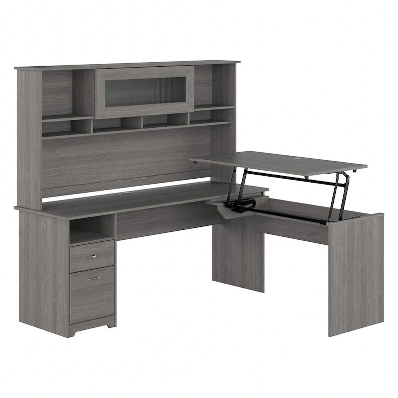 72W 3-position L-shaped Sit to Stand Desk with Hutch by Bush Furniture 22