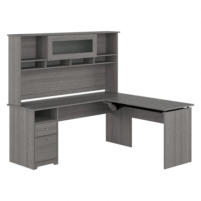 72W 3-position L-shaped Sit to Stand Desk with Hutch by Bush Furniture 24