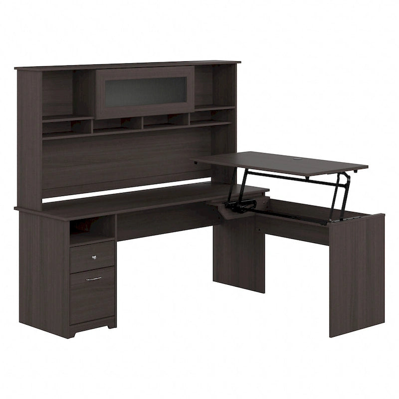 72W 3-position L-shaped Sit to Stand Desk with Hutch by Bush Furniture 32