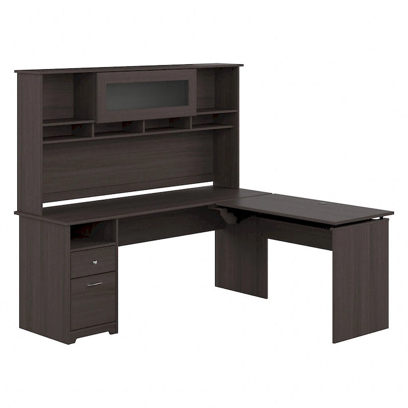 72W 3-position L-shaped Sit to Stand Desk with Hutch by Bush Furniture 34