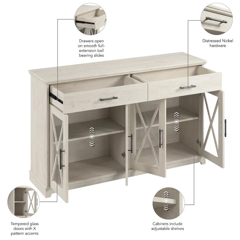 Lennox 60W Sideboard Buffet Cabinet with Drawers by Bush Furniture 4