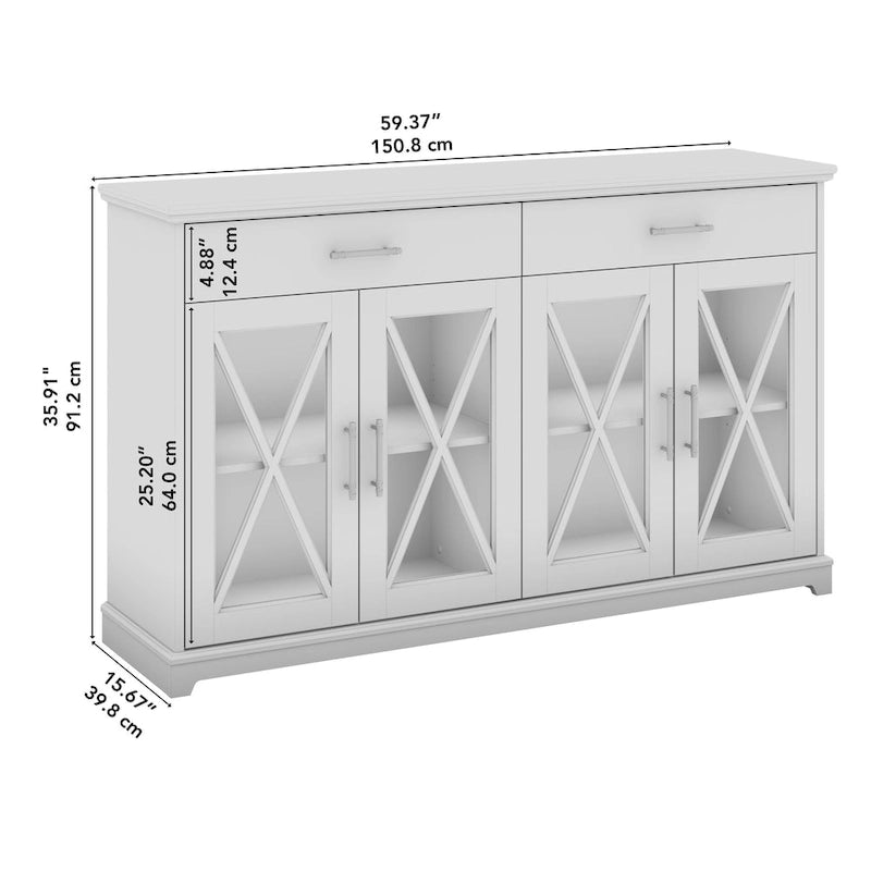Lennox 60W Sideboard Buffet Cabinet with Drawers by Bush Furniture 16