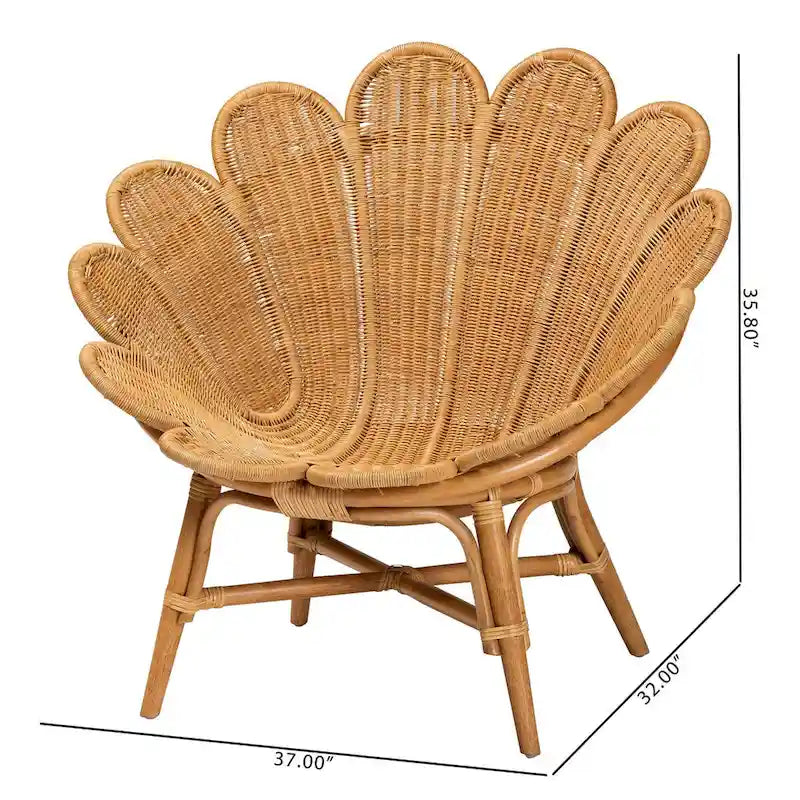 Blossom Bohemian Honey Rattan Accent Flower Chair 12