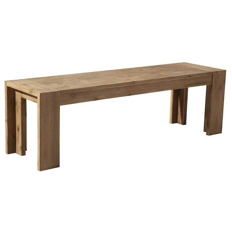 HomeRoots 58 Natural Distressed Solid Wood Dining Bench - 58 3