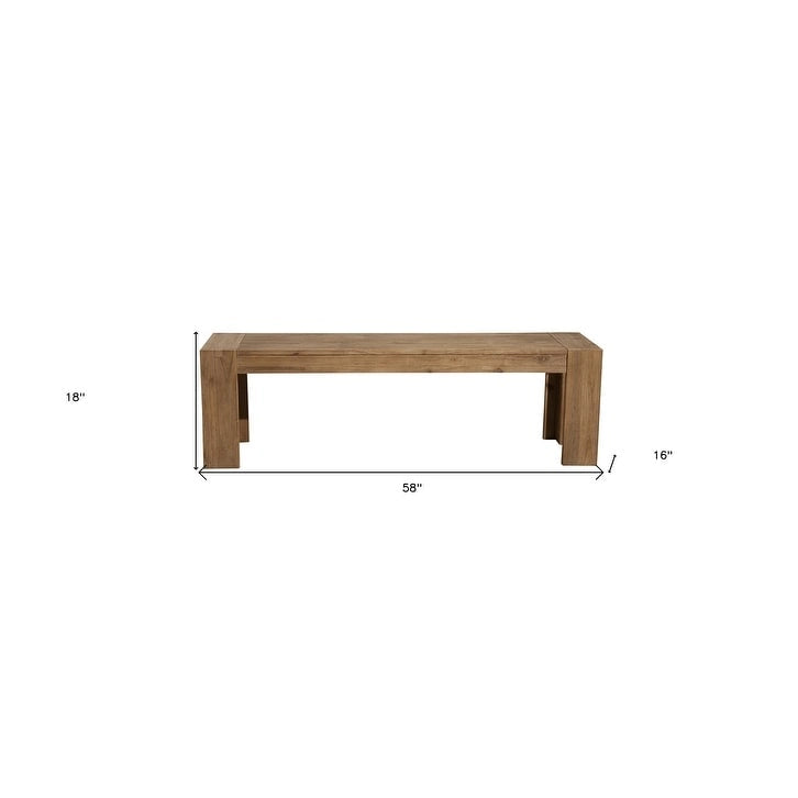 HomeRoots 58 Natural Distressed Solid Wood Dining Bench - 58 4