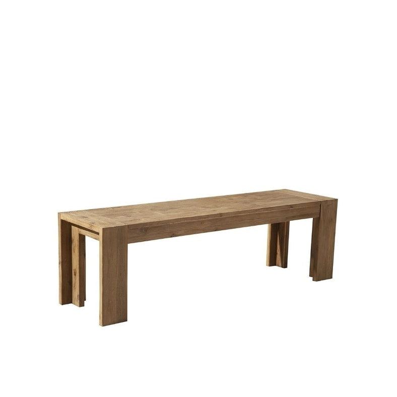 HomeRoots 58 Natural Distressed Solid Wood Dining Bench - 58 5