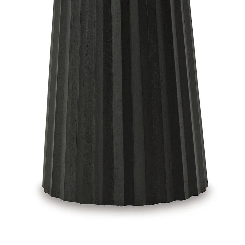 Tavolino Ceil, Base Rotonda Scanalata in Legno Massello Nero Classico, 35 cm 5