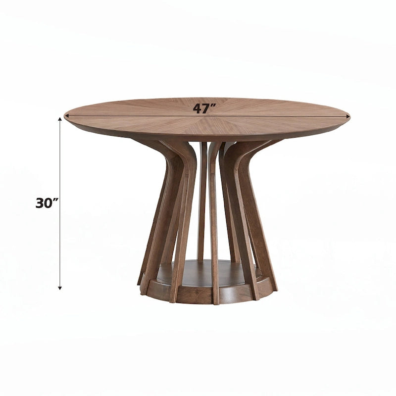 Walnut Finish Round Dining Table 3