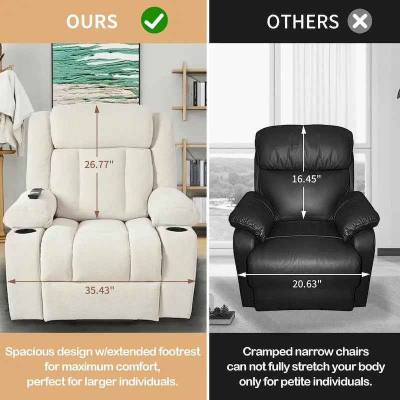 Power Lift Recliner Chair for Elderly, Fabric Lift Chairs w/ Extended Footrest, with 2 Cup Holders,Side Pockets, Remote Control 5