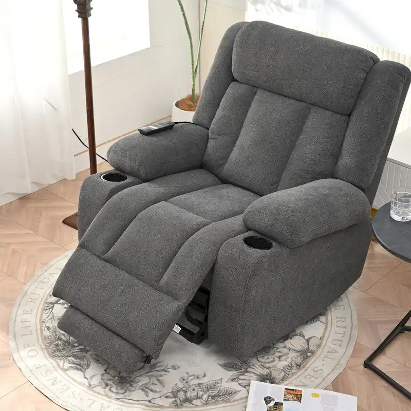 Power Lift Recliner Chair for Elderly, Fabric Lift Chairs w/ Extended Footrest, with 2 Cup Holders,Side Pockets, Remote Control 20