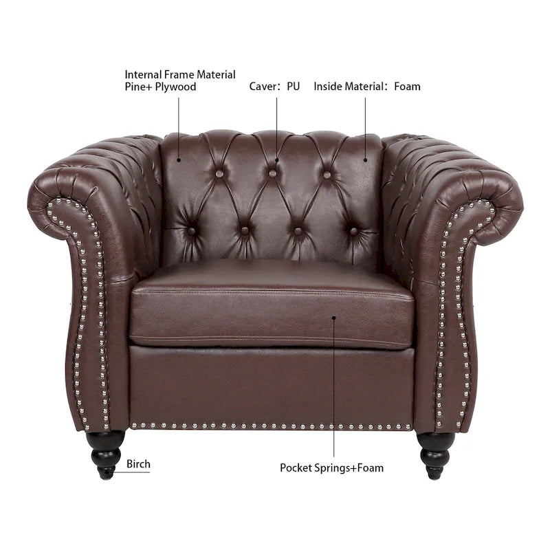 Christopher Knight Home - Poltrona Chesterfield Winston in Pelle Sintetica 29