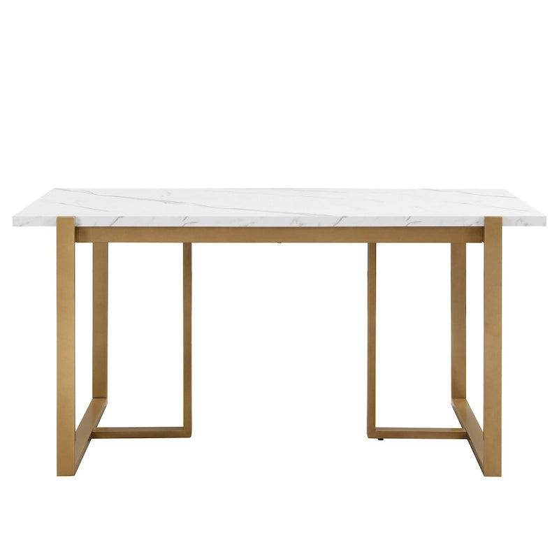 GDFStudio - Set da pranzo rettangolare moderno Carter con tavolo in finto marmo e sei sedie imbottite 13