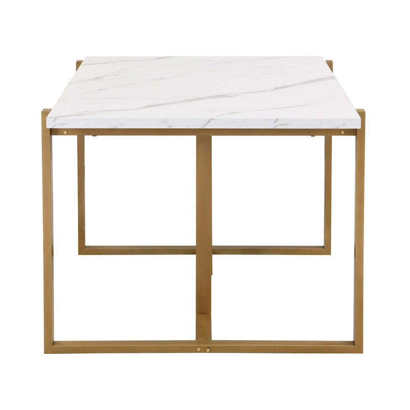 GDFStudio - Set da pranzo rettangolare moderno Carter con tavolo in finto marmo e sei sedie imbottite 14
