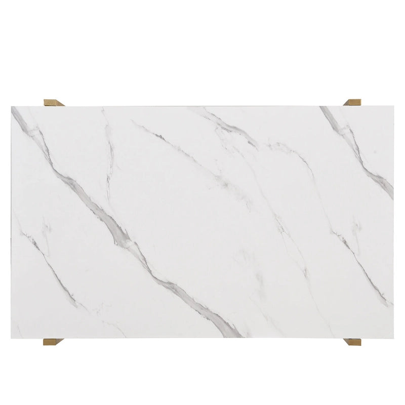 GDFStudio - Set da pranzo rettangolare moderno Carter con tavolo in finto marmo e sei sedie imbottite 15