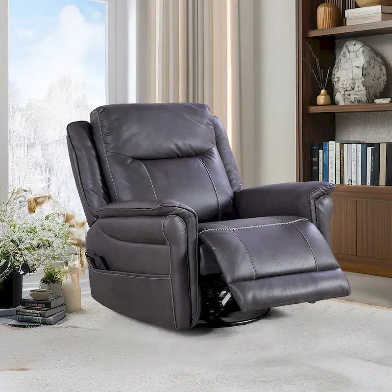 Christopher Knight Home - Poltrona reclinabile Harrison Soft Power girevole a dondolo con riscaldamento e massaggio, braccioli imbottiti, per soggiorni