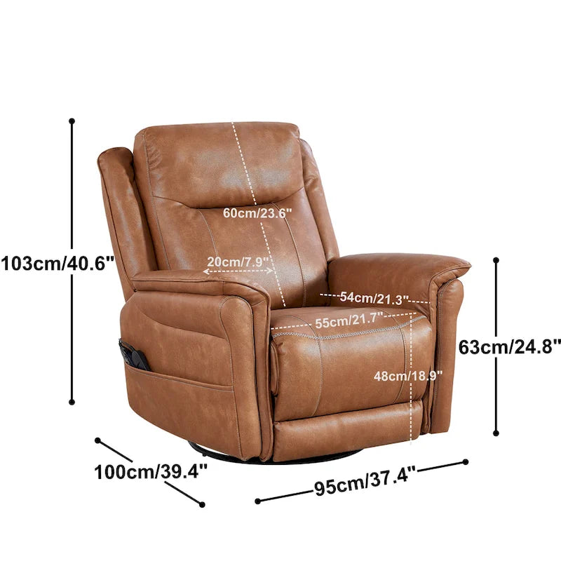 Christopher Knight Home - Harrison Soft Power Swivel Rocker Recliner with Heating & Massage, Pillow Top Arms, for Living Spaces 18