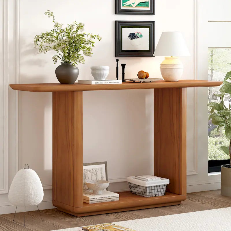 Christopher Knight Home - Tavolino Consolle Minimalista Elegante Mirod con Angoli Curvi e Base a U 29