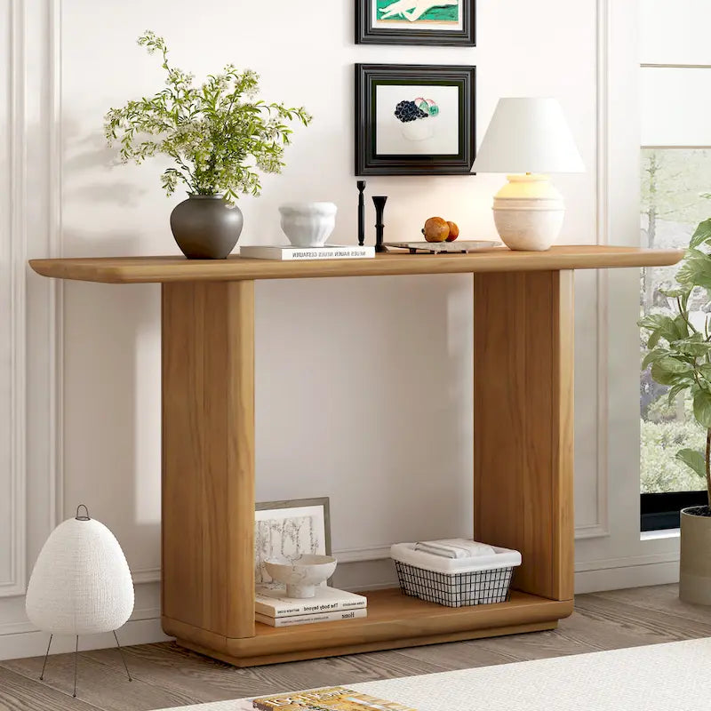Christopher Knight Home - Tavolino Consolle Minimalista Elegante Mirod con Angoli Curvi e Base a U