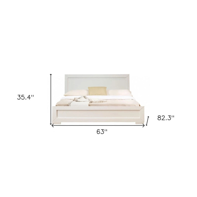 HomeRoots White Solid and Manufactured Wood Queen Bed Frame 4