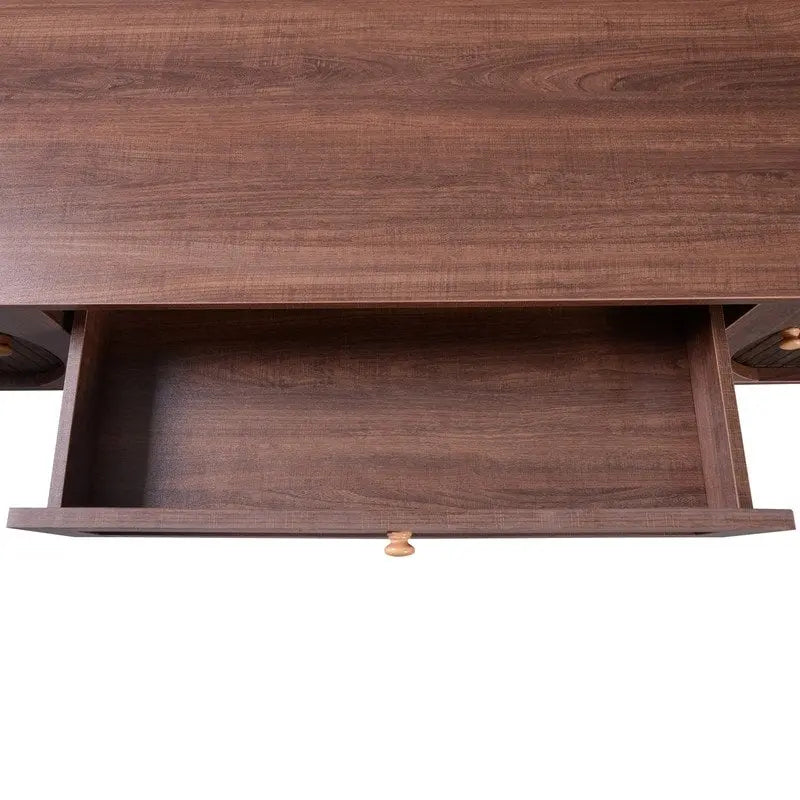 Rattan TV Stand for TVs Up to 75, Media Console Entertainment Center with Solid Wood Legs 10