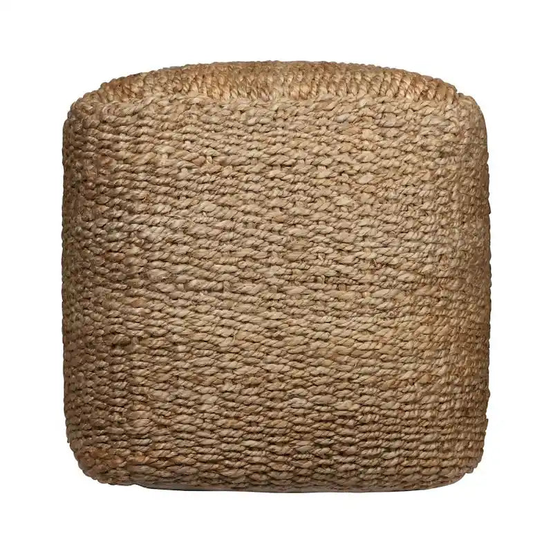 HomeRoots 18 Natural Jute Woven Blend Cube Pouf Ottoman 3