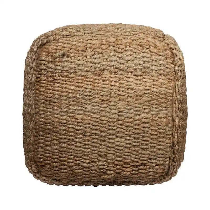 HomeRoots 18 Natural Jute Woven Blend Cube Pouf Ottoman 5