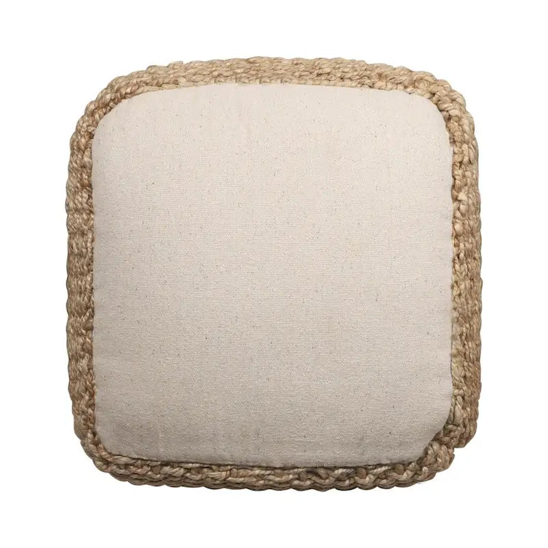 HomeRoots 18 Natural Jute Woven Blend Cube Pouf Ottoman 6