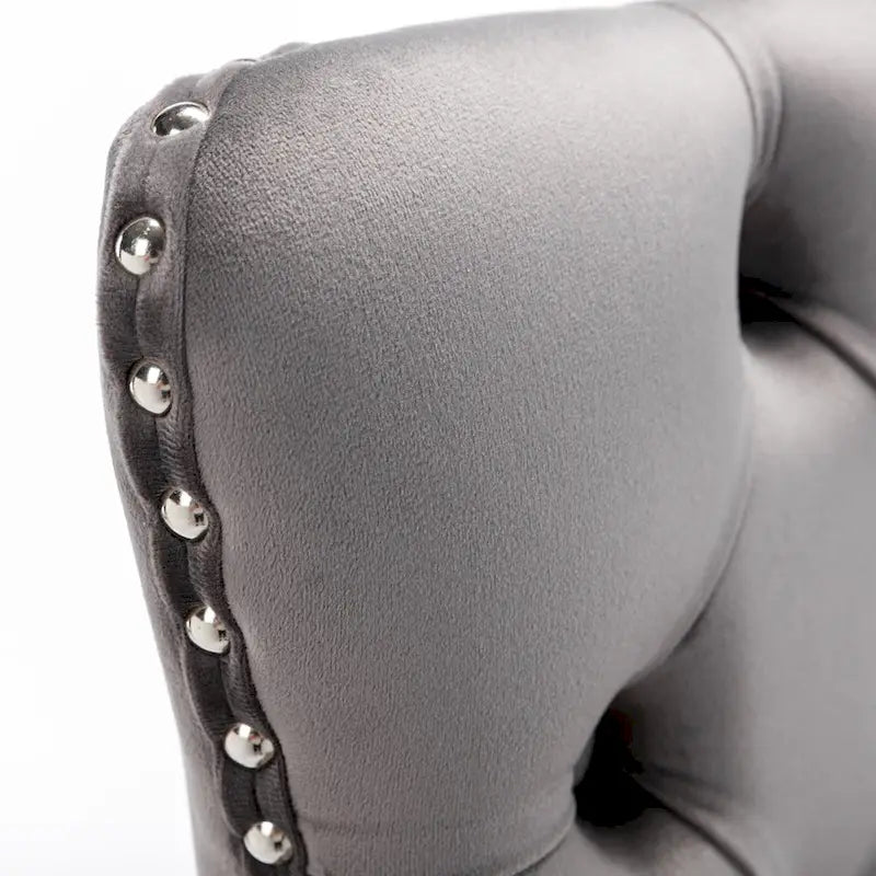 Modern 25 Set of 2 Bar Stools with Buttoned Back Studded Trim Chrome Metal Base Legs, for Dining Room Living Room and Bedroom 25