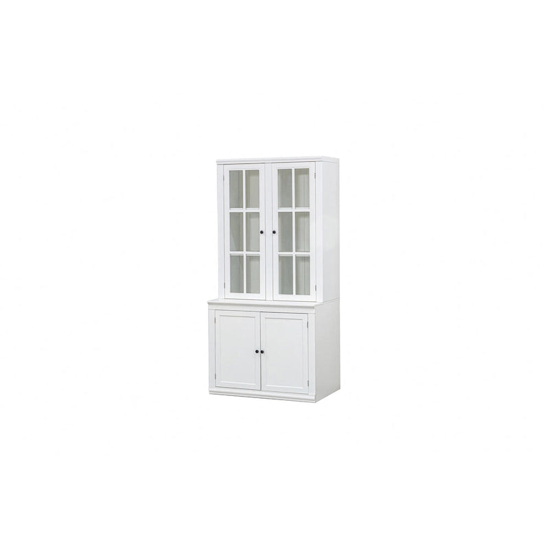 75.25Tall Display Cabinet with Tempered Glass Double Doors, Traditional Style China Cabinet for Living Room, Kitchen, Home 3