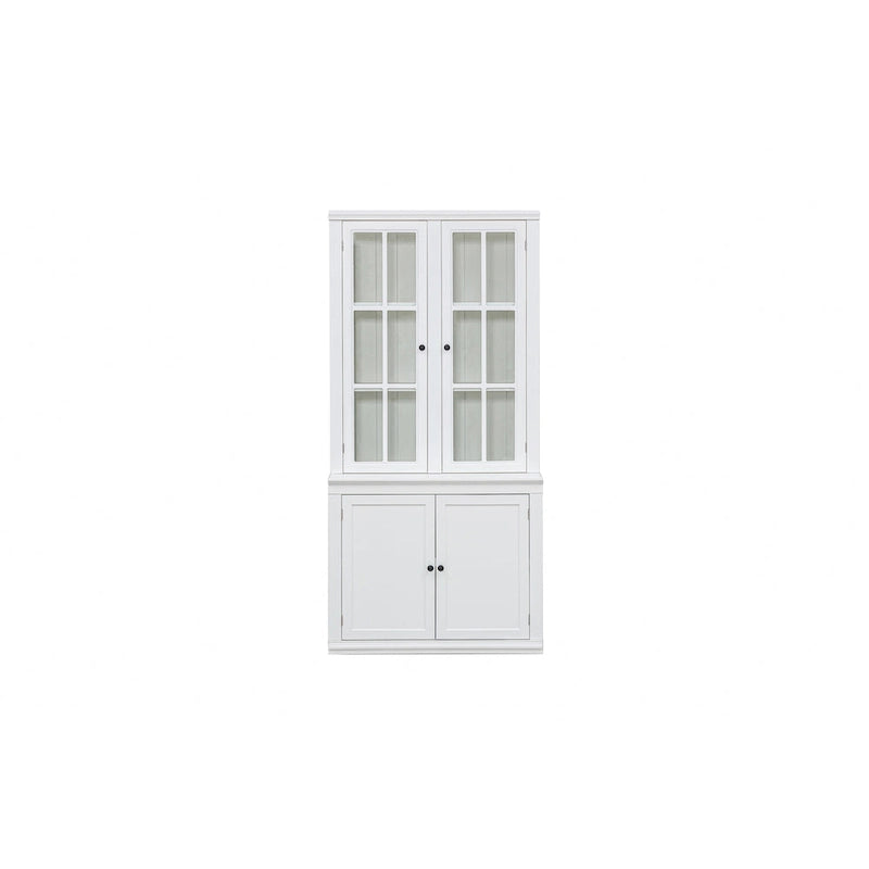 75.25Tall Display Cabinet with Tempered Glass Double Doors, Traditional Style China Cabinet for Living Room, Kitchen, Home 4