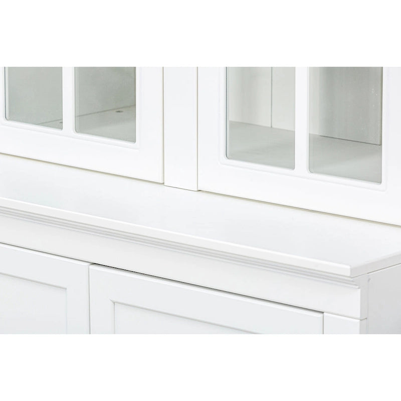 75.25Tall Display Cabinet with Tempered Glass Double Doors, Traditional Style China Cabinet for Living Room, Kitchen, Home 9