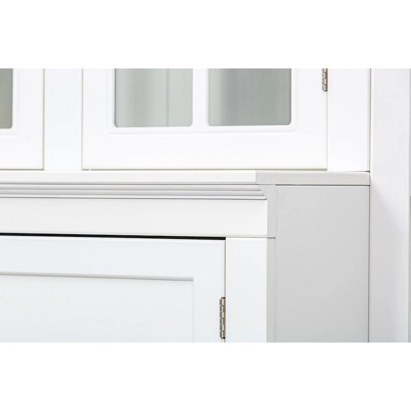 75.25Tall Display Cabinet with Tempered Glass Double Doors, Traditional Style China Cabinet for Living Room, Kitchen, Home 10
