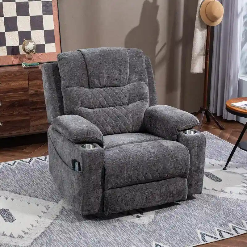 Overstuffed Chenille Power Lift Recliner With Extended Footrest,lift Assist,heat/message,ubs/type C Charging & Storage 35