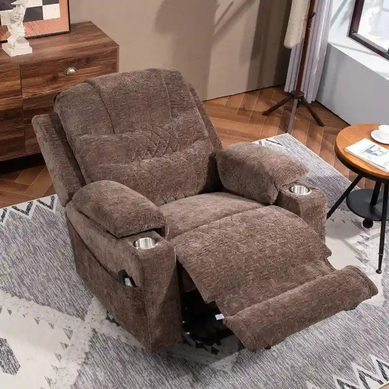 Overstuffed Chenille Power Lift Recliner With Extended Footrest,lift Assist,heat/message,ubs/type C Charging & Storage 4