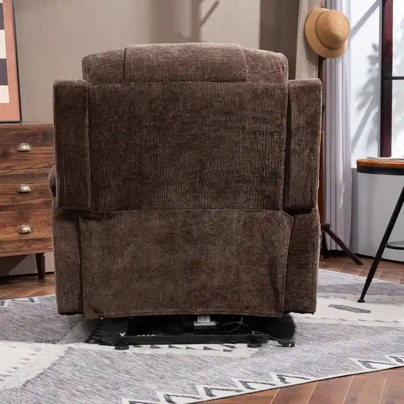 Overstuffed Chenille Power Lift Recliner With Extended Footrest,lift Assist,heat/message,ubs/type C Charging & Storage 5